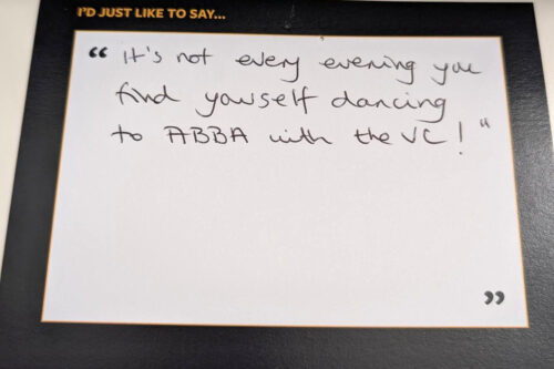 It's not every evening you find yourself dancing to ABBA with the VC!