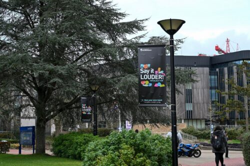 Image of student surveys banner on Highfield Campus